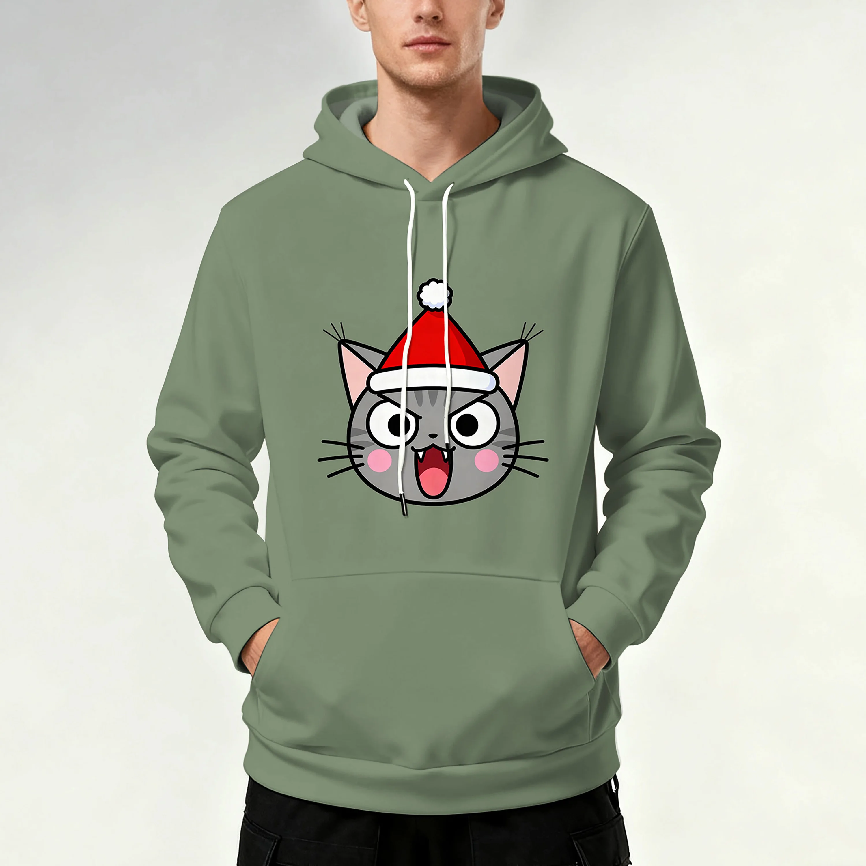 New Autumn/Winter Men's Printed Hoodie with Christmas Elements, Festive & Ritualistic, Stylish, Trendy, Perfect for Daily Wear,