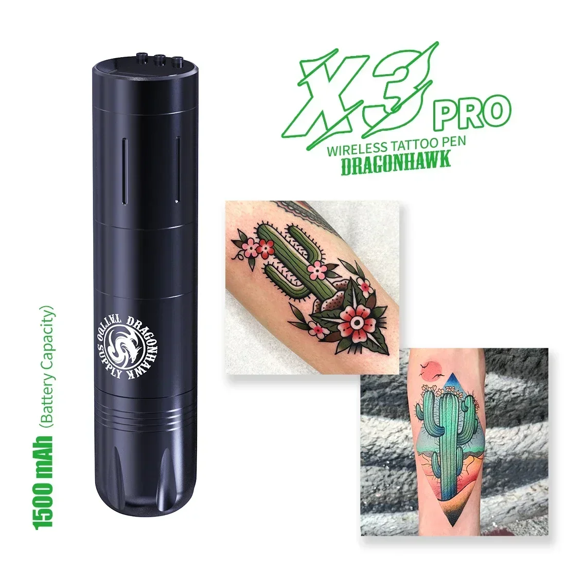 Dragonhawk-Sem Fio Tattoo Machine Gun Pen, Bateria ou Modo Cabo RCA, Bateria de Alta Capacidade, Suprimentos Tatuagem Iniciante, X3 PRO