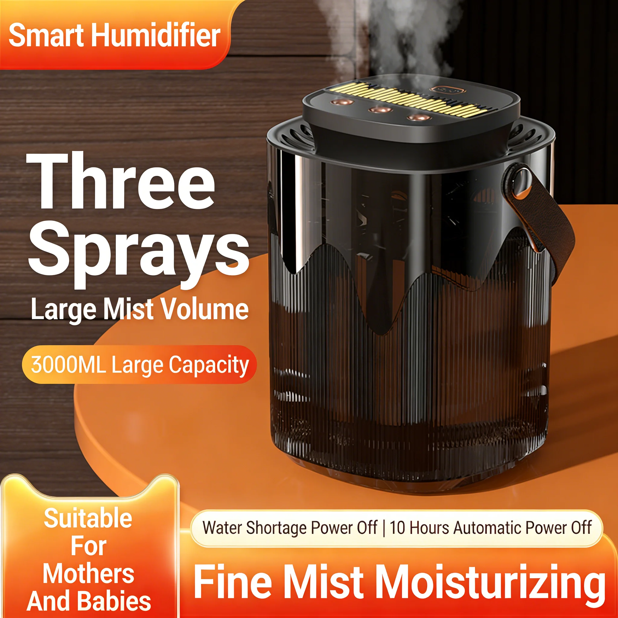 

3L Air Humidifier Household Atomizer 3 Spray Modes Desktop Aroma Diffuser for Bedroom Office Air Moisturizer Cool Mist Maker