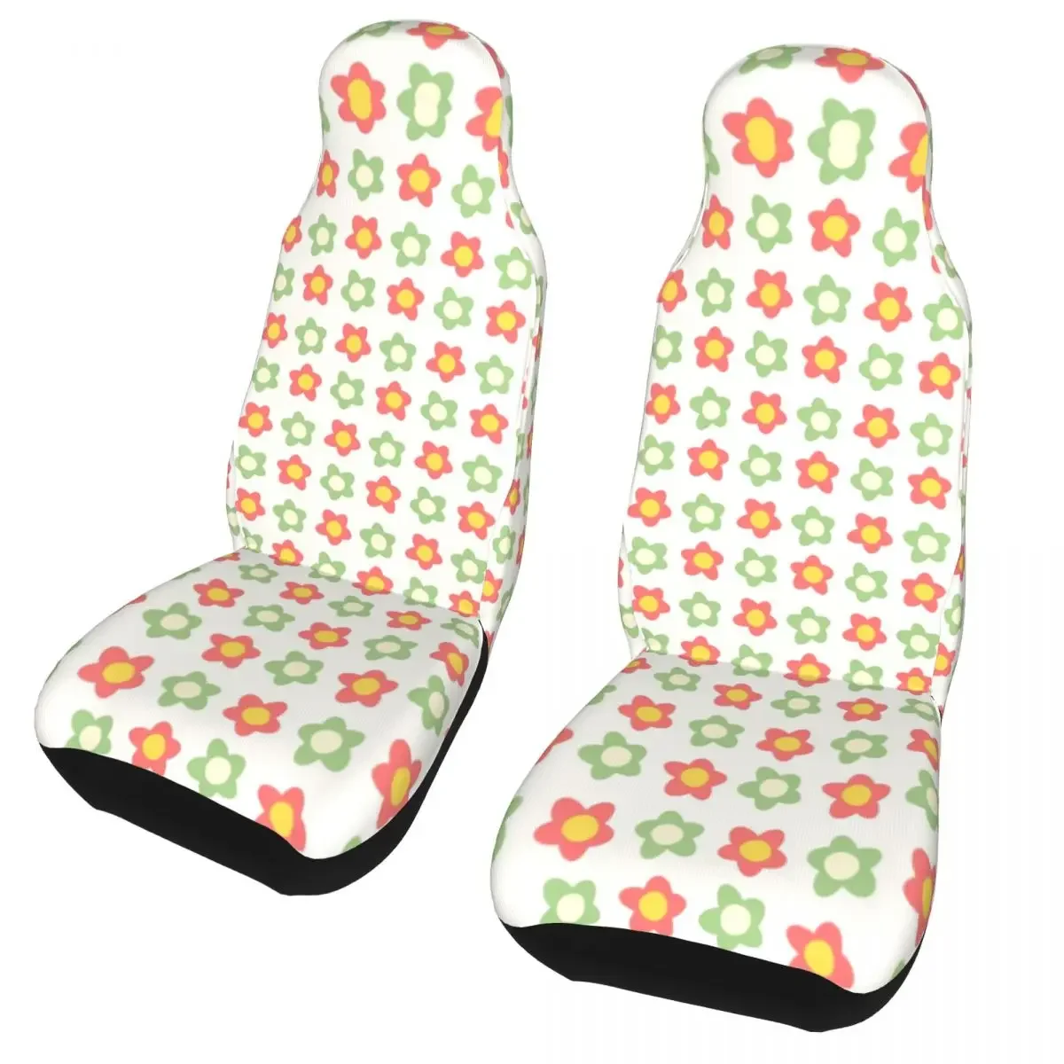 Pastel Flowers Print Checkered Universal Car Seat Cover for most cars Suitable For All Kinds Models Seat Covers Fabric Fishing