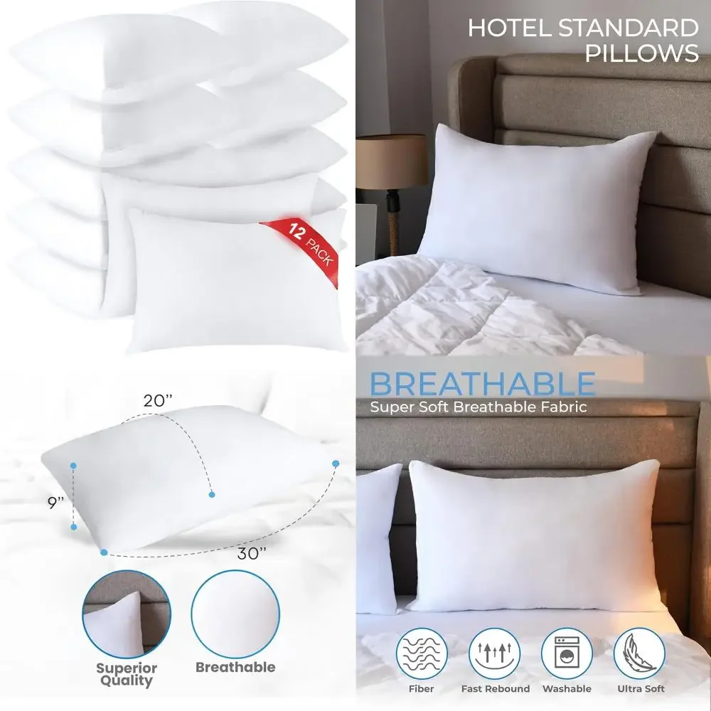 

Набор из 12 вставок для подушек королевского размера для сна: удобные подушки для сна по бокам, спинам и живота — альтернатива вниз