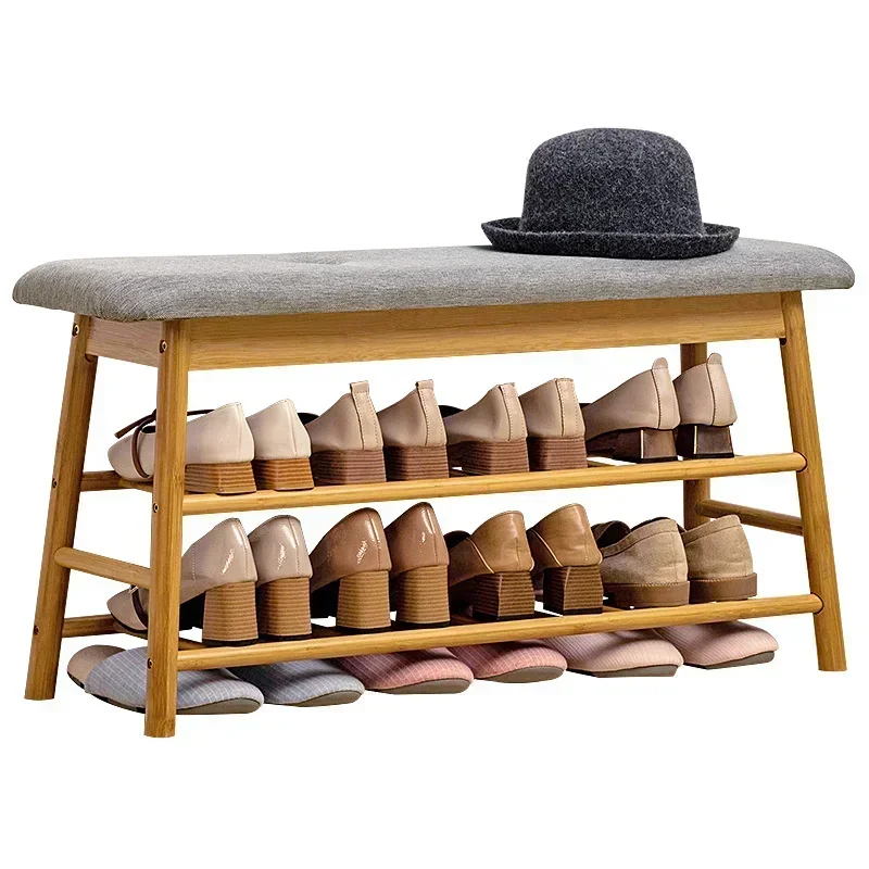 

Reliable Designer Multifunctional Shoes Organizers High Elastic Cushion Bamboo Shoe Rack Stable Structure For Hallway Storage