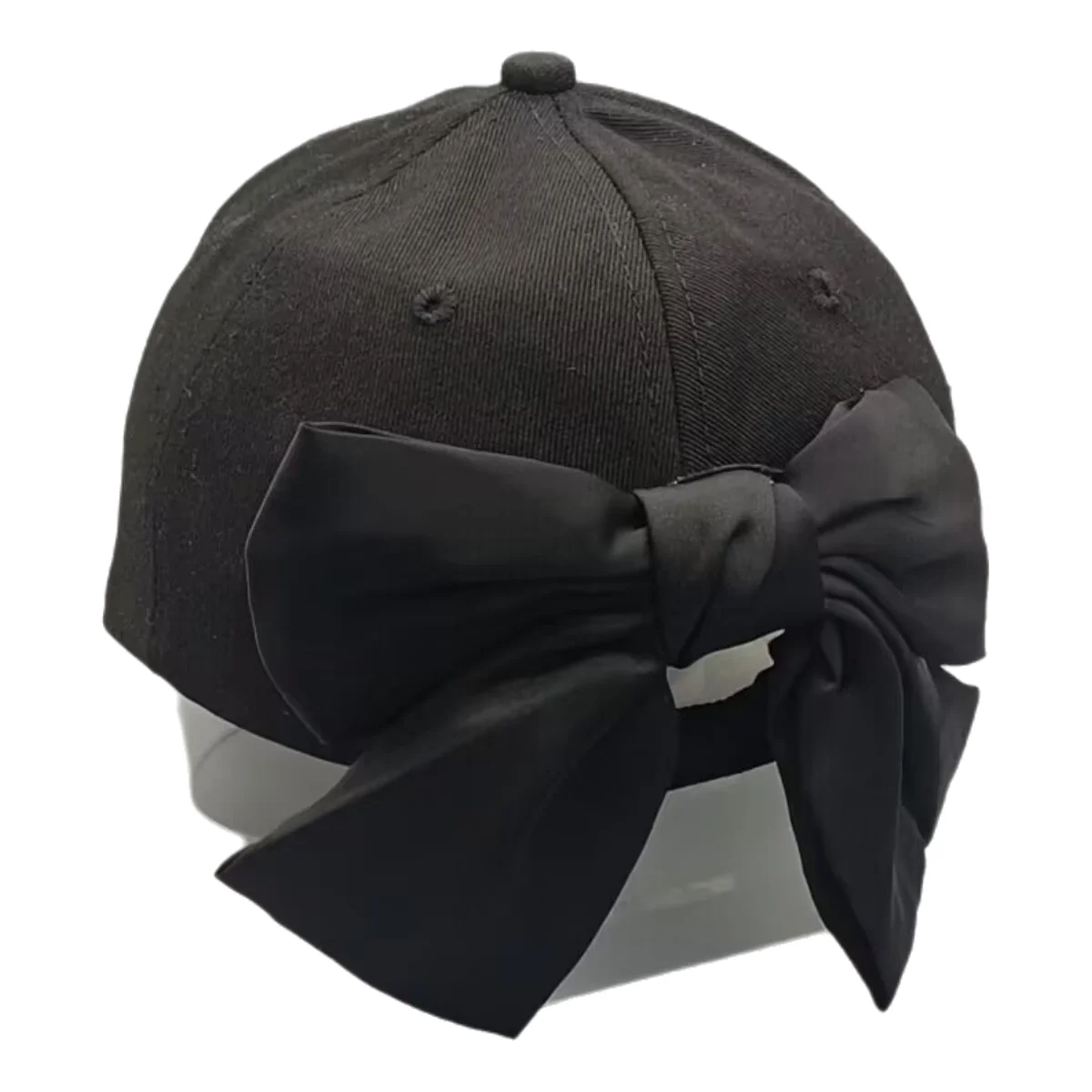 

black large bow baseball cap, fashionable and casual adjustable solid color sun hat, outdoor riding travel baseball cap, dad cap