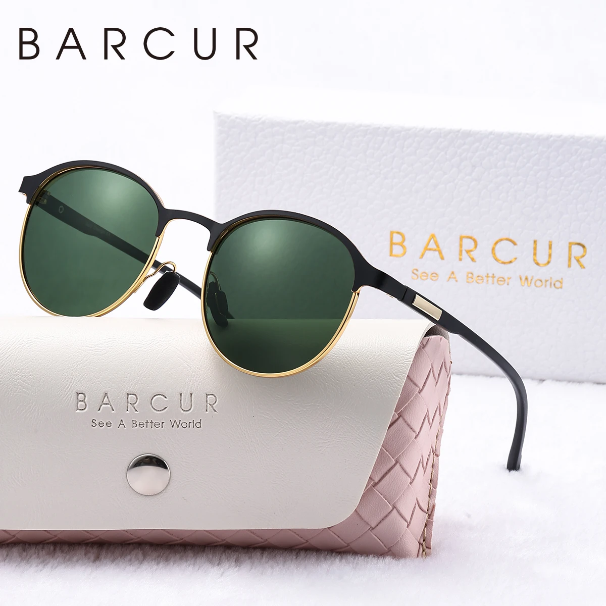 BRACUR Delicate Black Women Sun Glasses Retro Metal Circle Style UV400 Polarized Sunglasses Giving Girls Most Personalized Gift