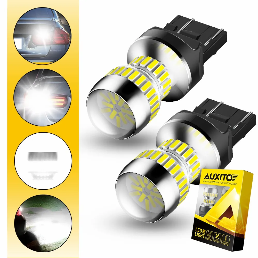 

2X LED Spotlight T20 7443 W21/5W 7440 W21W WY21W White Red Amber Turn Signal DRL Tail Brake Reverse Bright Light Canbus 12V 360
