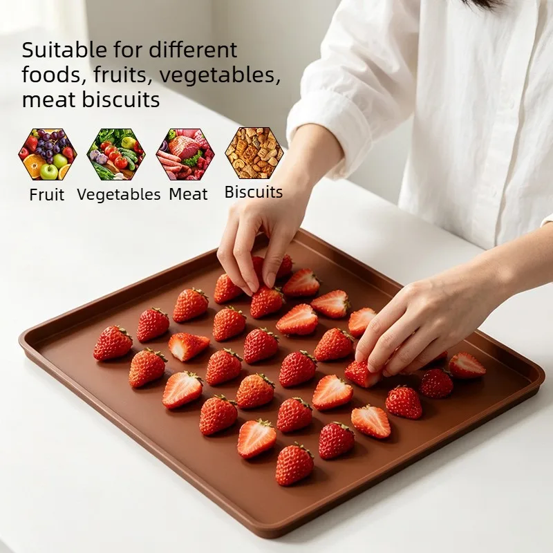 Silicone Dehydrator Tray Liner with Edge Non Stick Reusable High Temperature Resistant Baking Mat Oven Sheet