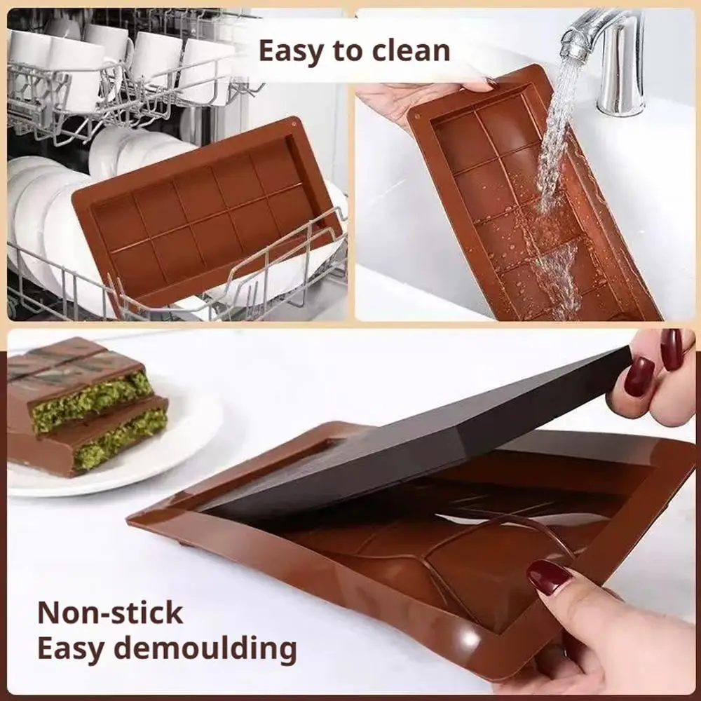 

1ocs Chocolate Molds Silicone Bars Break Apart Wax Melt Mould Easy Release Rectangle Dubai Chocolate Mold Handmade Gift
