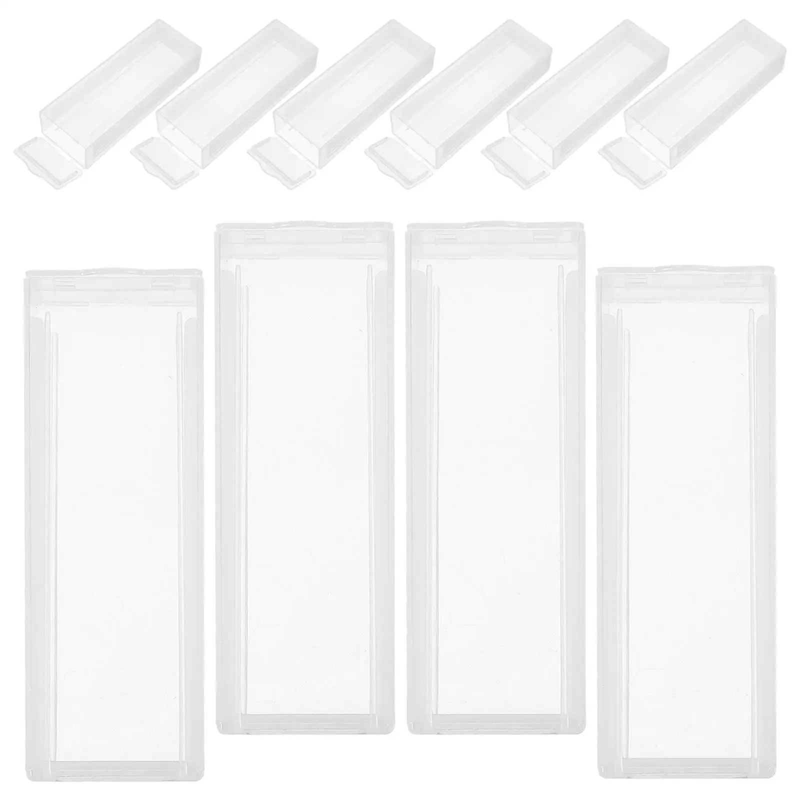 

10pcs Microscope Storing Tool 5-compartment Plastic Rack Transparent Storage Specimen Slides Case Glass Holder