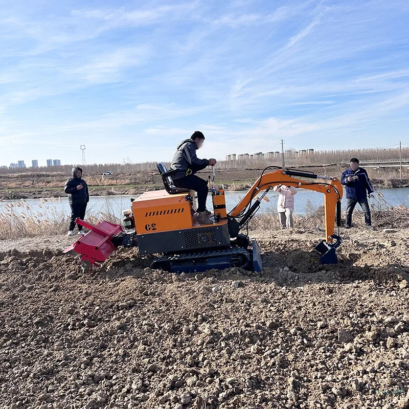 EXW 35HP Mini Bagger Digger Excavator Hydraulic Crawler Tractor With Rotary Tillage For Farm Soil Preparation And Digging