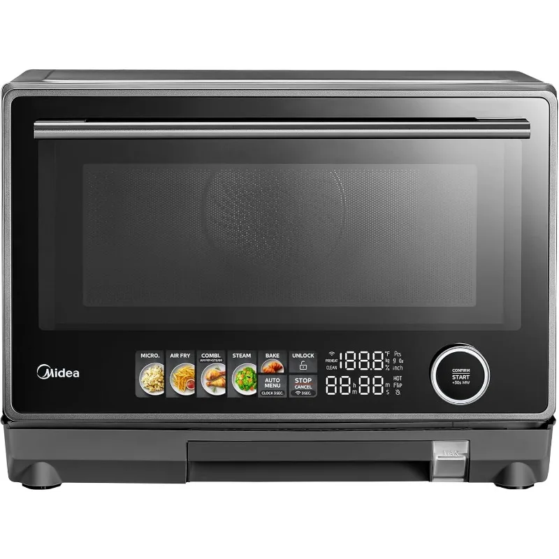 4-in-1 multifunctionele magnetronstoomoven, combo-luchtfriteuse, stoomboot en magnetron, 32 automatische functies, verstelbare stroom