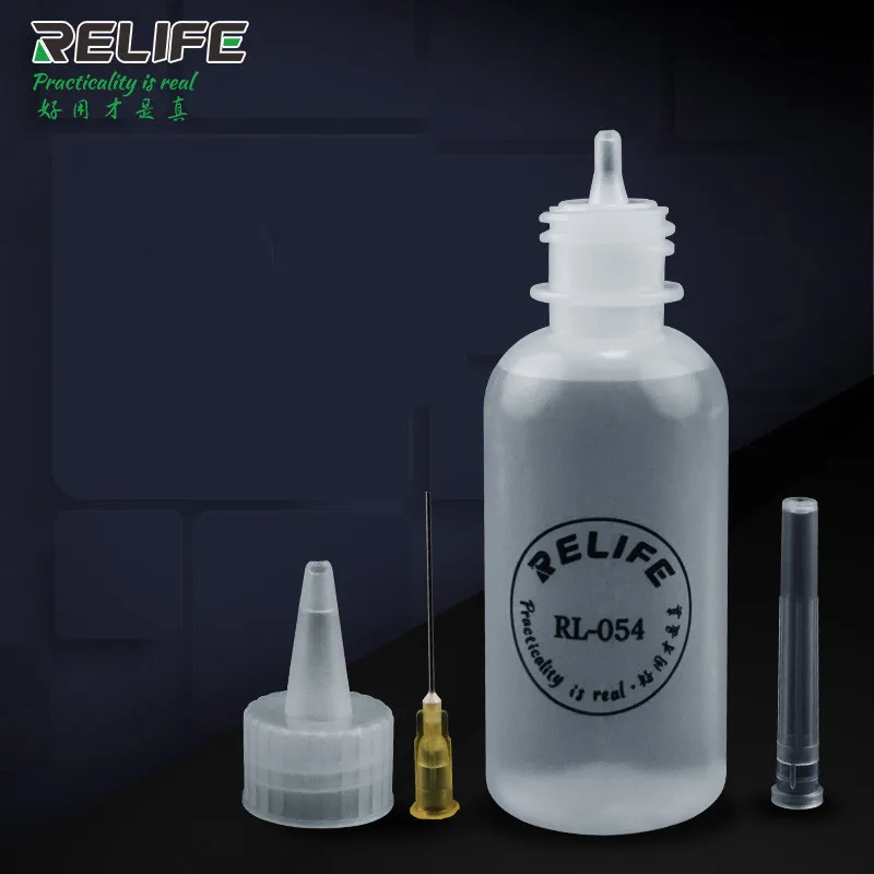 RELIFE RL-054 50ml Push Liquid Alcohol Bottle Dispenser for Rosin Solder Flux Paste Mobile Phone PCB Cleaning Welding Repair