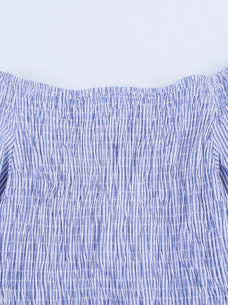 ผลิตภัณฑ์ใหม่ฤดูร้อนสไตล์ยุโรปและอเมริกาแฟชั่นสตรีเย็บปักถักร้อยลายปิดไหล่คอตรงชุดมิดิ