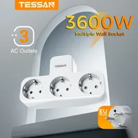 TESSAN Multiple Wall Socket with 3 AC Outlets Charging Ports EU Plug Wall Power Strip with Overload Protection 3fach Stecker Eu