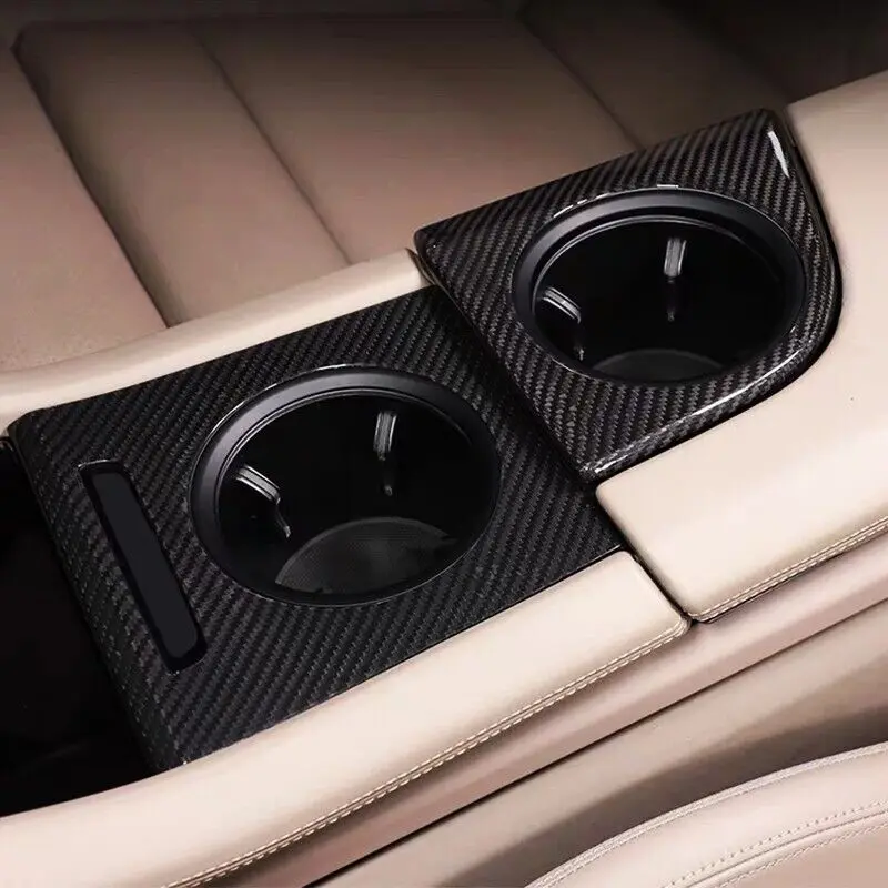 Dry Carbon Fiber Car Water Cup Holder Cover Trim Fit For 2019-2022 Porsche Taycan