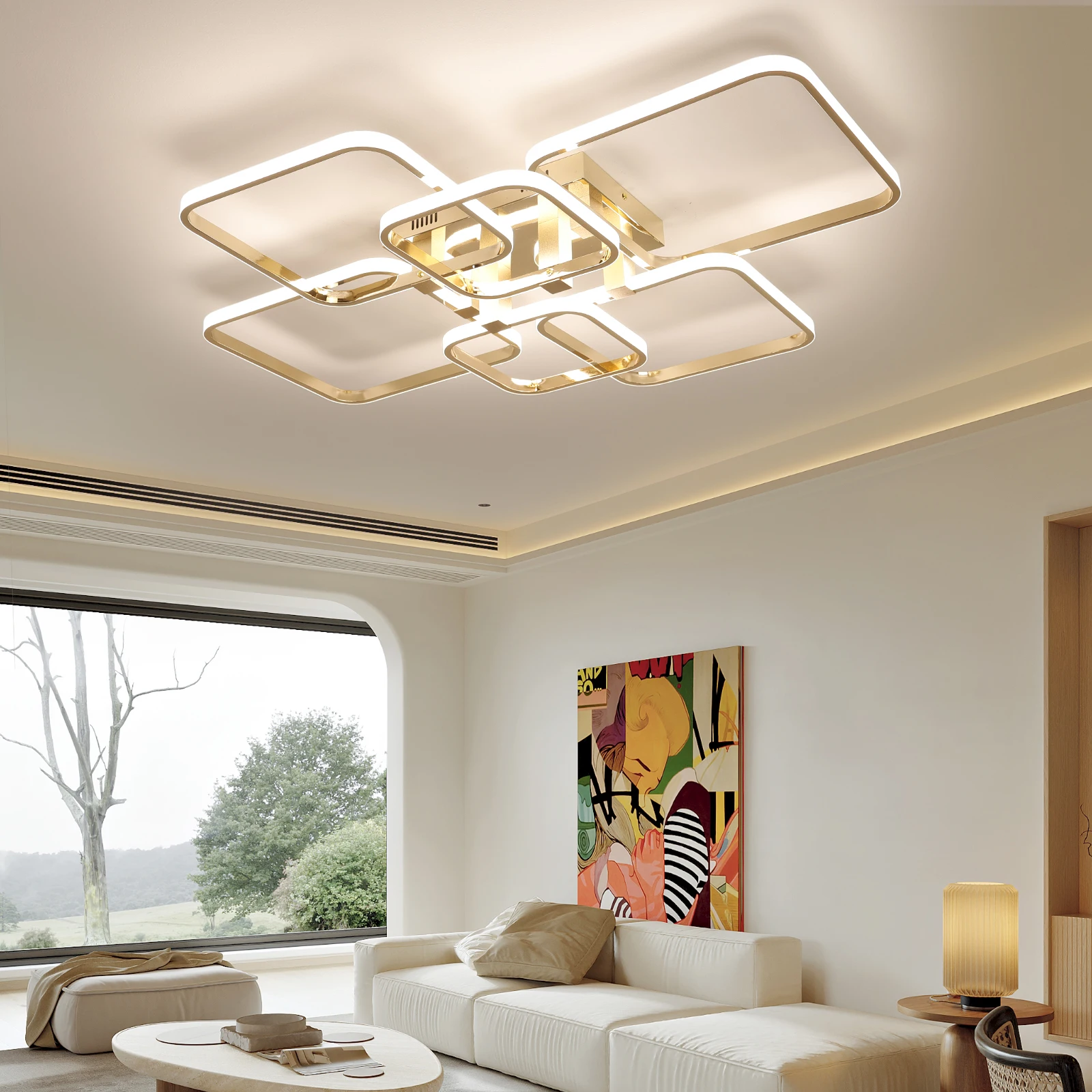 

Modern Led ceiling light,dimmable Living room ceiling lamp,4-6 heads Ceiling chandelier, Gold/Black Bedroom light lustre
