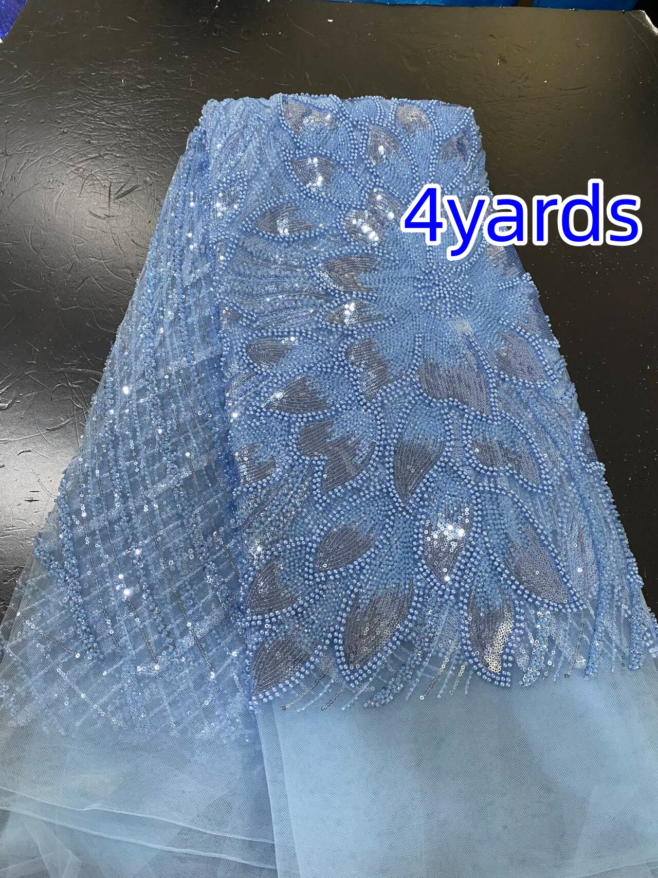 

Кружевная ткань SJD LACE с французским бисером, 4 ярда, новинка 2026 года, африканское нигерийское жаккардовое позолоченное дамастовое кружево для пошива женских праздничных платьев