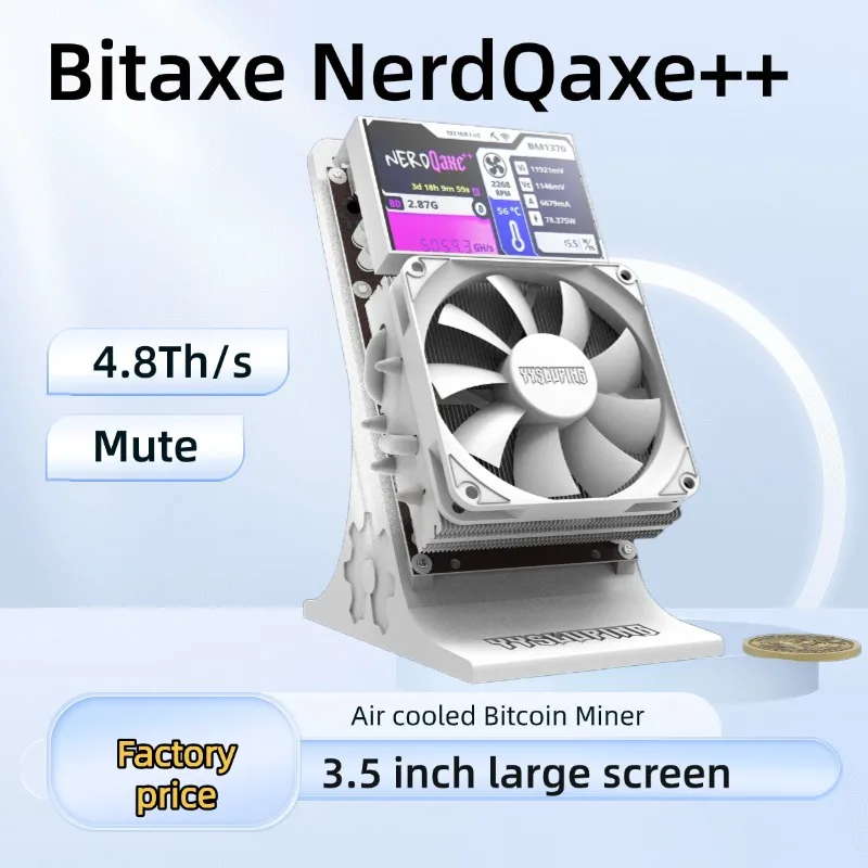 

Bitaxe NerdQaxe++ 4.8TH/s BTC Solo miner personal blockchain cryptocurrency miner Configure a 3.5 "large screen and mute fan