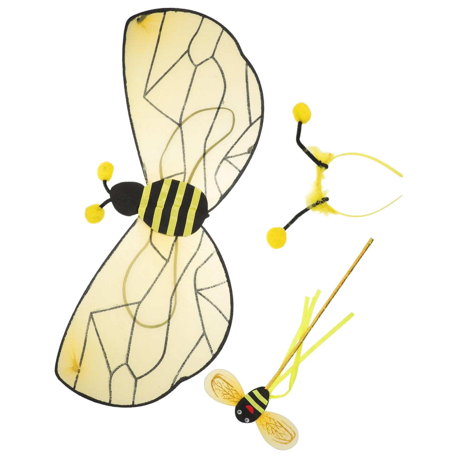 

1set 1Set Bee Wings Bumblebee Costume Accessories For Halloween Birthday Party Carnival Masquerade Role Play Dress Up Game