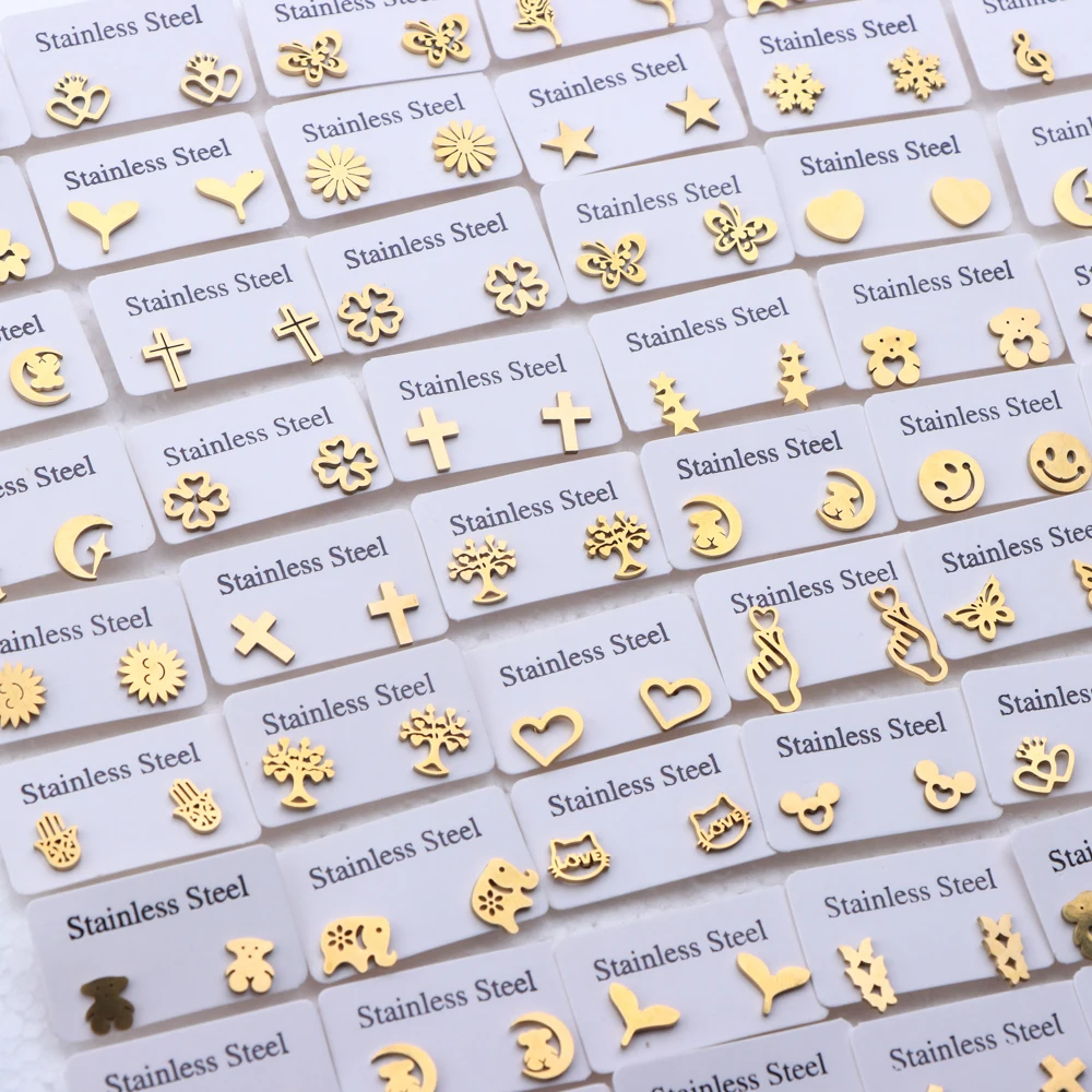 女性のためのステンレス鋼のイヤリング,さまざまなスタイルのジュエリーアクセサリー,ギフト,卸売り,30ペア/ロット