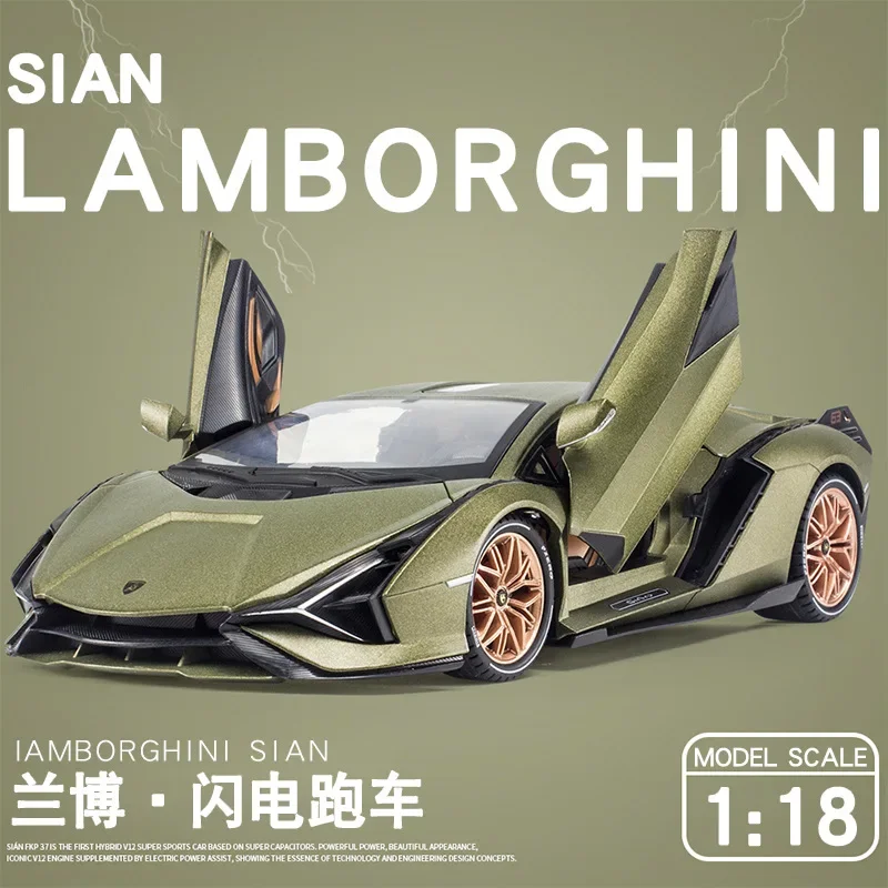 Grande 1:18 Lamborghinis SIAN FKP37 Supercar modello di auto pressofuso lega suono luce giocattoli auto DieCast giocattolo da collezione auto per