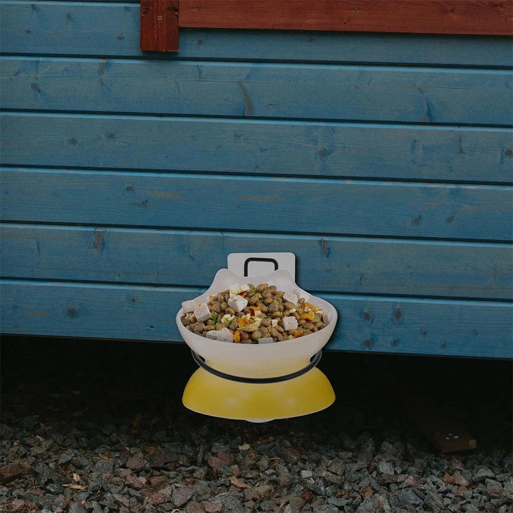 

1Set Pet Bowl Rack Black Sturdy Iron Plastic Feeder Holder Wall Mounted for Cat Dog Food Water Basin Easy Clean Non-Slip Design