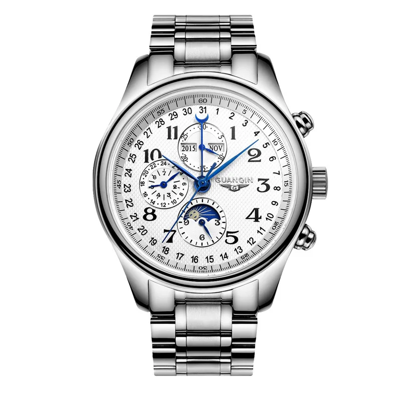 

Мужские часы Автоматические механические часы Швейцарское качество Деловые модные многофункциональные водонепроницаемые наручные часы