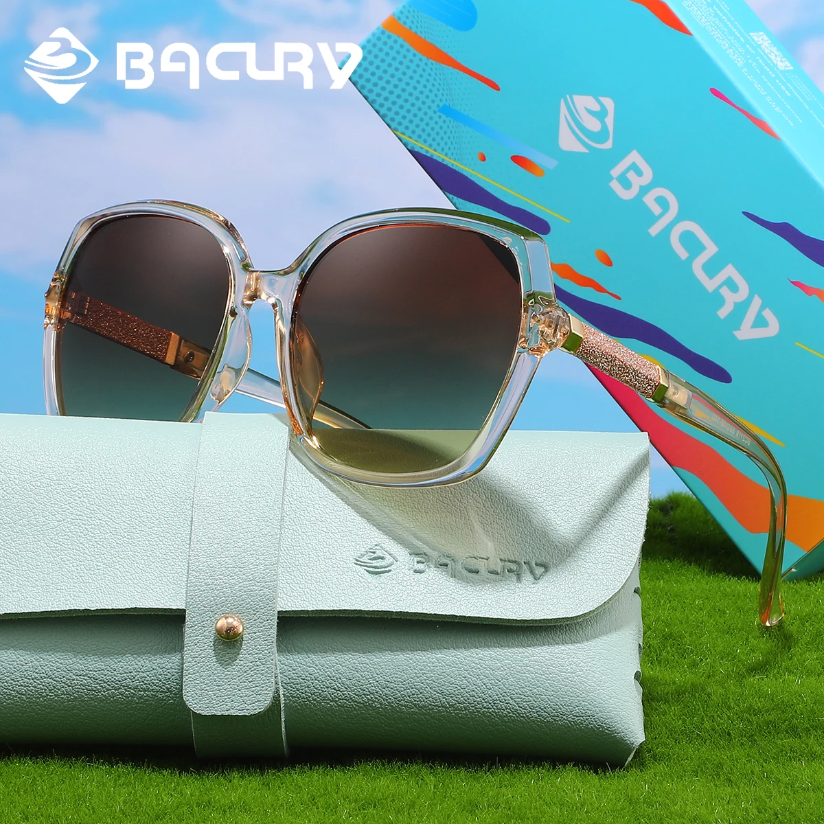 BACURY 1PCS Fashionable Trendy Women Polarized Sunglasses Large Frame Comfortable Wearing Walking Traveling Driving Men Glasses
