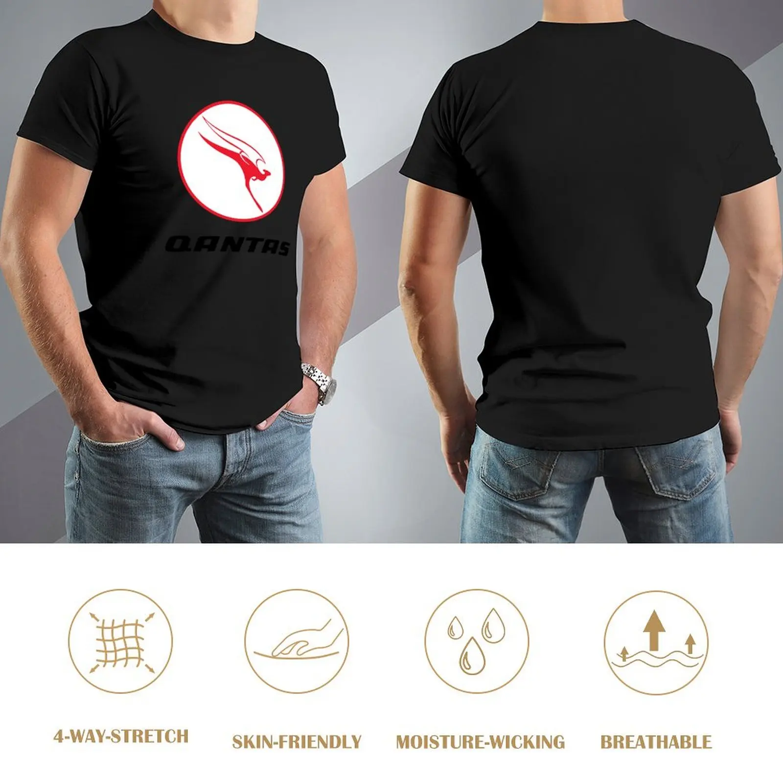Qantas - 1968-1984 Livery/شعار تي شيرت تيز قميص الانمي القطن الجرافيك تيز الملابس الجمالية قمصان الرجال