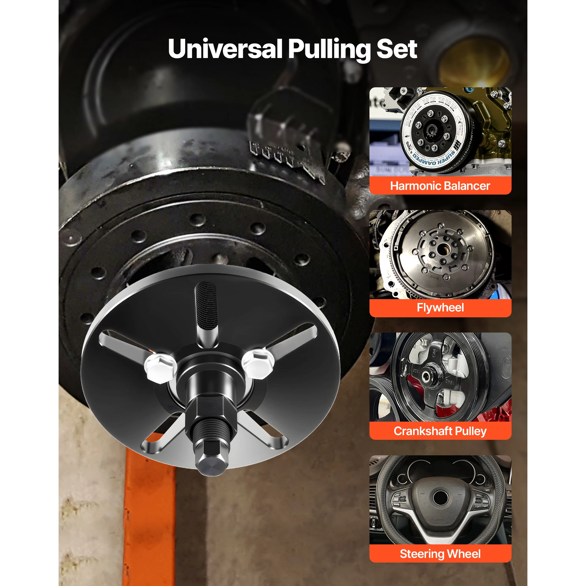 SucceBuy Harmonic Balancer Puller Removal&Install Tool All-Steel Harmonic Balancer Installer Tool Kit for Installing of Balancer