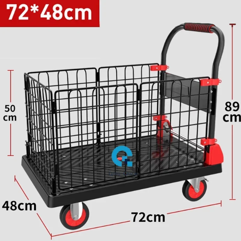 Flatbed Pushcart Foldable Setting Up A Stall Pull Goods Enclosure Flatbed Truck