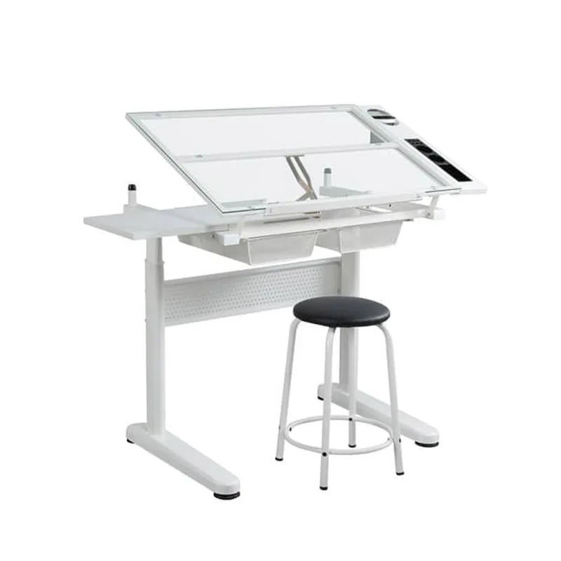 School Furniture Height Adjustable Glass Table Drawing Drafting Table Art Folding Lifting Table