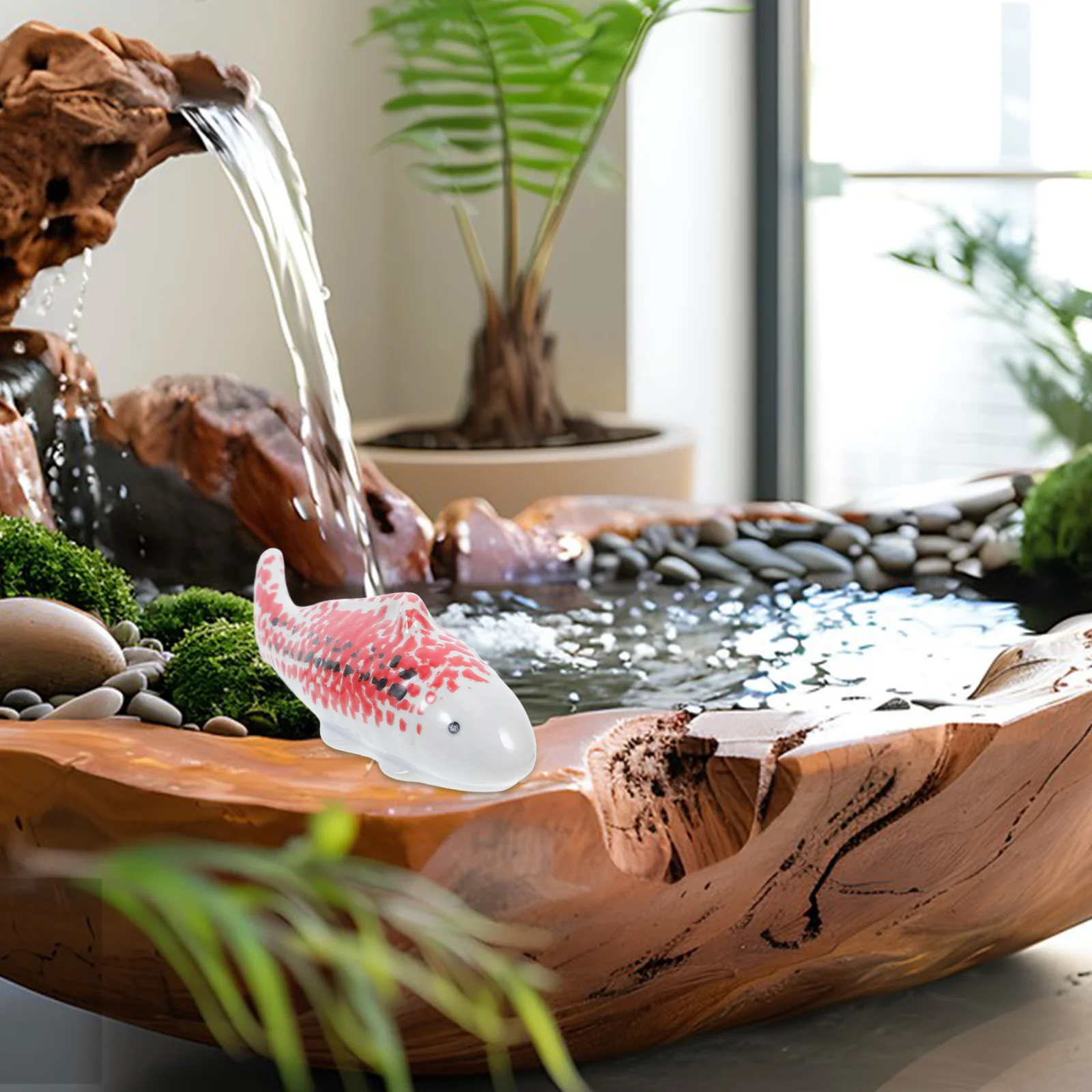 

Aquarium Floating Fish Decor Porcelain Ceramic Ornament for Pond Tank Water Feature Lifelike Fish Craft Home Garden Decoration