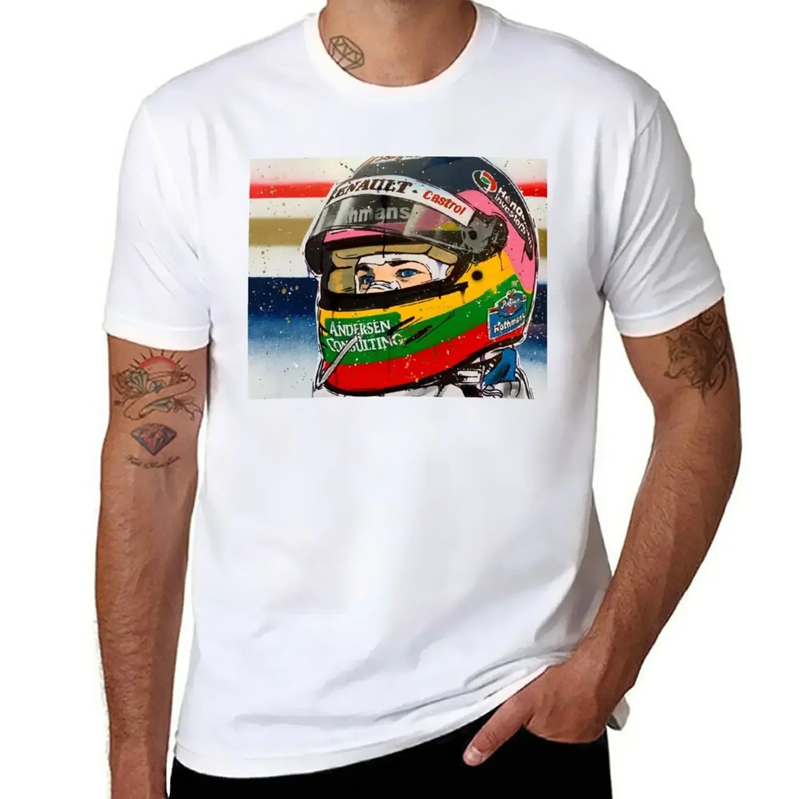 Jacques Villeneuve - Williams F1 graffiti painting by DRAutoArt T-Shirt vintage pour garçons, t-shirts à imprimé animal, coupe slim, pour hommes