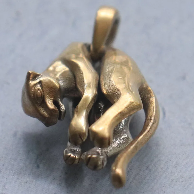 5.3g 3D adorabile simpatico gatto selvatico leone leopardo pantera ciondolo romantico personalizzato 925 ciondolo in argento Sterling massiccio