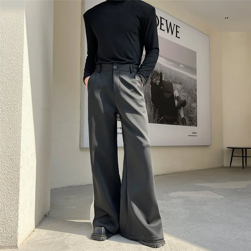 

Faionable Loose Men's Casual Space Cotton Pants High Waist Straight Leg Floor-Length Trousers Trendy Bell Bot