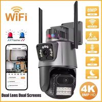 Dual Screens  8MP PTZ Camera Outdoor 4K HD Dual Lens WiFi Security IP Camera Auto Tracking Wirelss CCTV Surveillance Camera