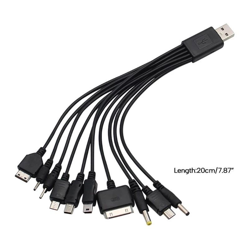 10 in 1 USB Cable Multi-port Universal USB Phone Charger Cable 20cm