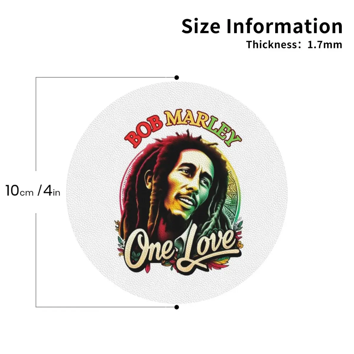 Jamaica Reggae Rock Bob Marley Coasters PVC Leather Placemats Insulation Coffee Mats for Decor Home Kitchen Dining Pads Set of 6