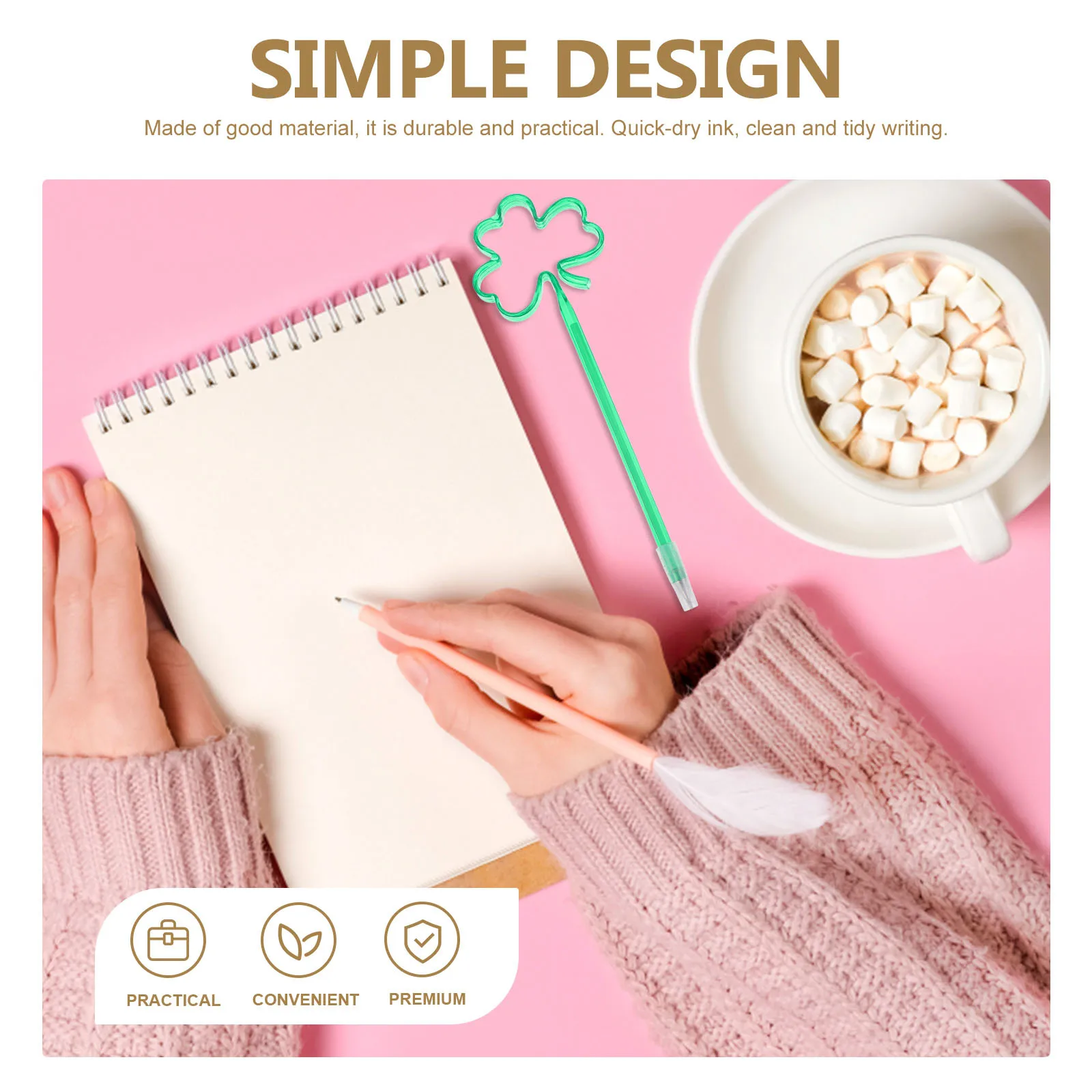 

20Pcs Novelty Clover Ballpoint Pens Lifelike Flower Design Smooth Ink Flow Student School Office Writing Gift Idea