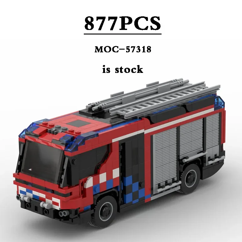 

Hybrid Fire Truck Engine MOC-57318 Fire Truck City Fire Building Block Toy Model 877PCS DIY Birthday Gift Kids Christmas Gift