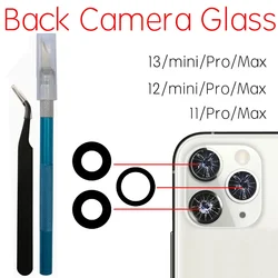 Terug Camera Glas Voor Apple iPhone 11 12 13 MIni Pro Max Achteruitrijcamera Lens Met Lijm En Verwijderen Gereedschap Reparatie Vervanging