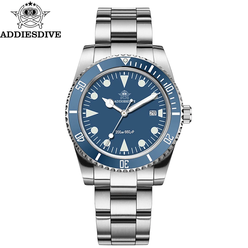 ADDIESDIVE Luxury Men's Analog Watch BGW9 Luminous Ceramic Bezel Bubble Mirror Glass Diver's Watch 200m Quartz Watches AD2068 image 3