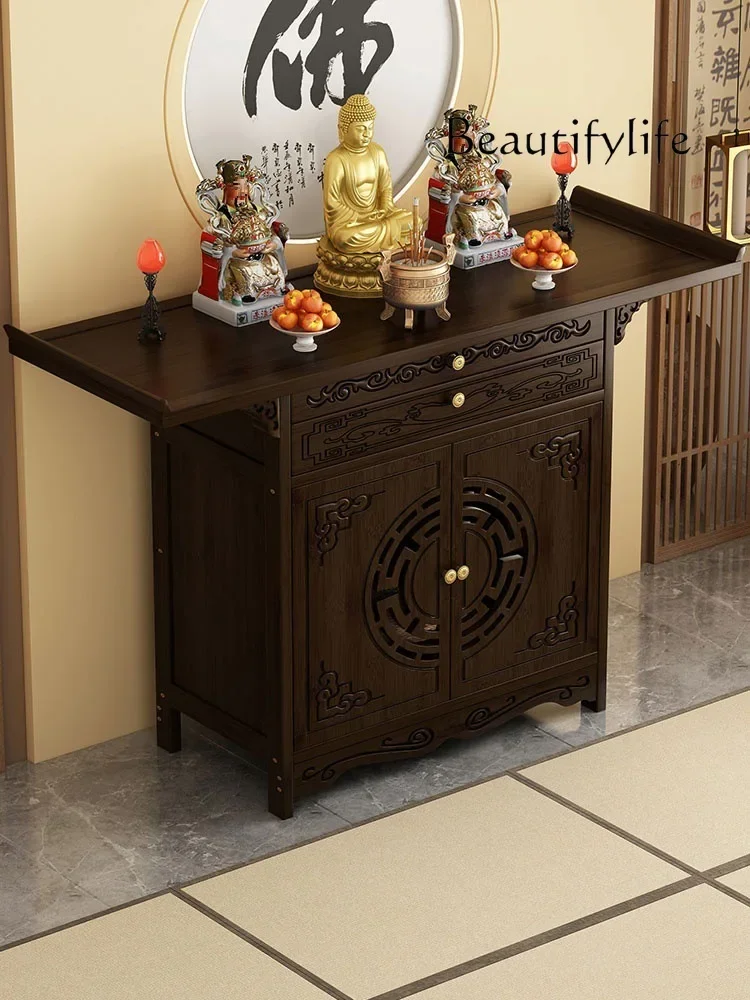 Buddhist niche new Chinese vertical cabinet offering table household incense case Bodhisattva offering cabinet - Image 2
