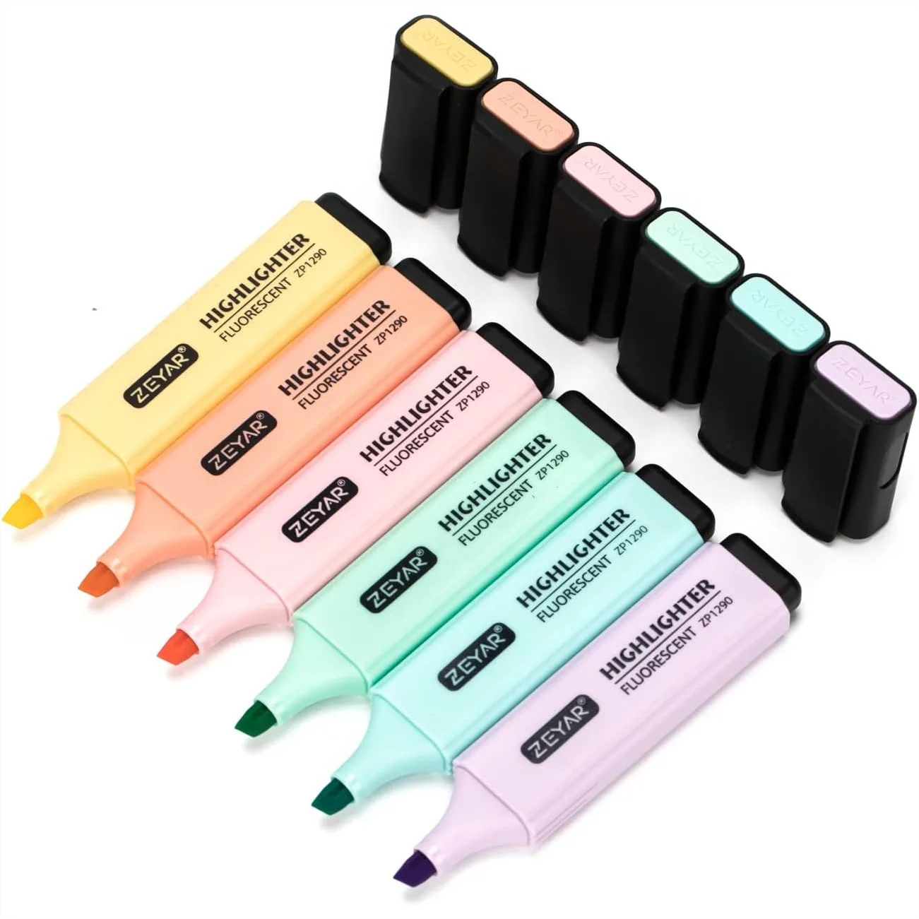 

Pastel Highlighter Pens, Chisel Tip Marker for Notes & Studying, 6 Assorted Colors