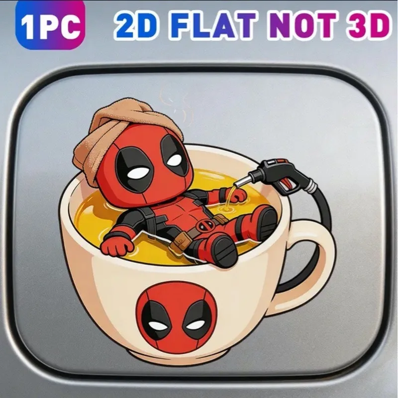 Cartoon Deadpool Car Sticker 2D Flat Vinyl Fuel Tank Cap Scratch Cover For Car Body Glass Auto Exterior Decoration