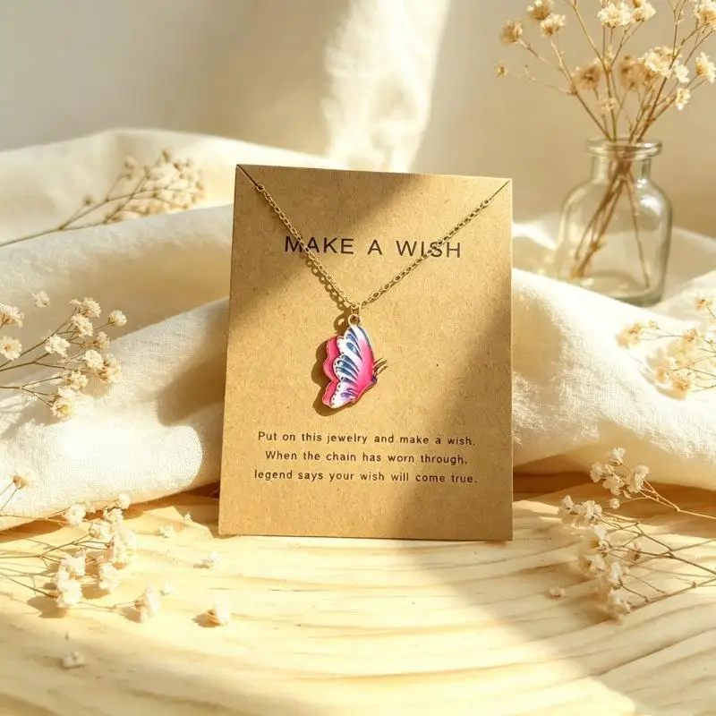 2 PCS Fashion Vintage Style Women Necklace Set New Butterfly Pendant Necklace Set Gift For Women Lovely Neck Jewelry