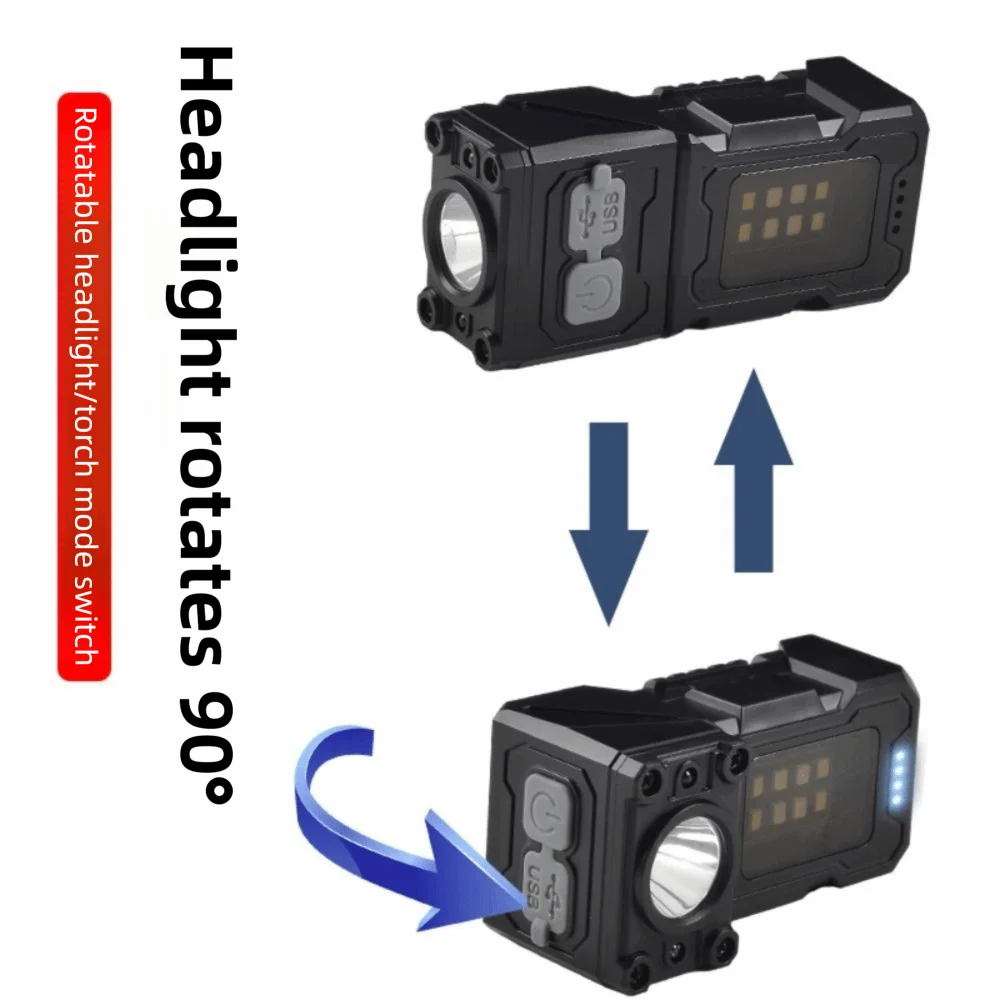 Spotlight LED Headlamp USB Rechargeable Detachable Fishig Lantern Built in Battery 6 Lighting Modes Camping Lantern Emergency