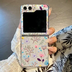 Luxury Flower Plants Print Phone Case For Samsung Galaxy Z Flip5 Flip7 Flip6 Hard PC Folding Cover For Samsung Z Flip 7 5 4 3 6