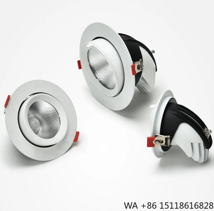 Modern LED COB Down Light Fixtures with Aluminum Construction Flexible Rotatable Gimbal Recessed Mount Warm White Lighting