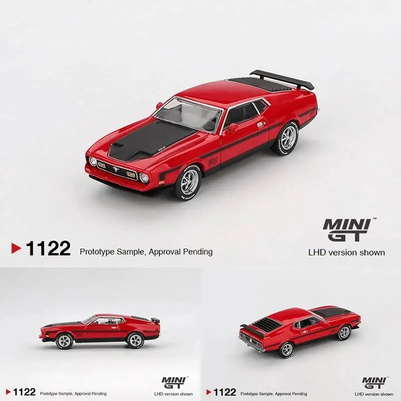 

Предпродажа MINIGT 1122 1:64 Ford Mustang Red Mach1 1971, гоночная литая под давлением модель автомобиля, коллекция игрушек